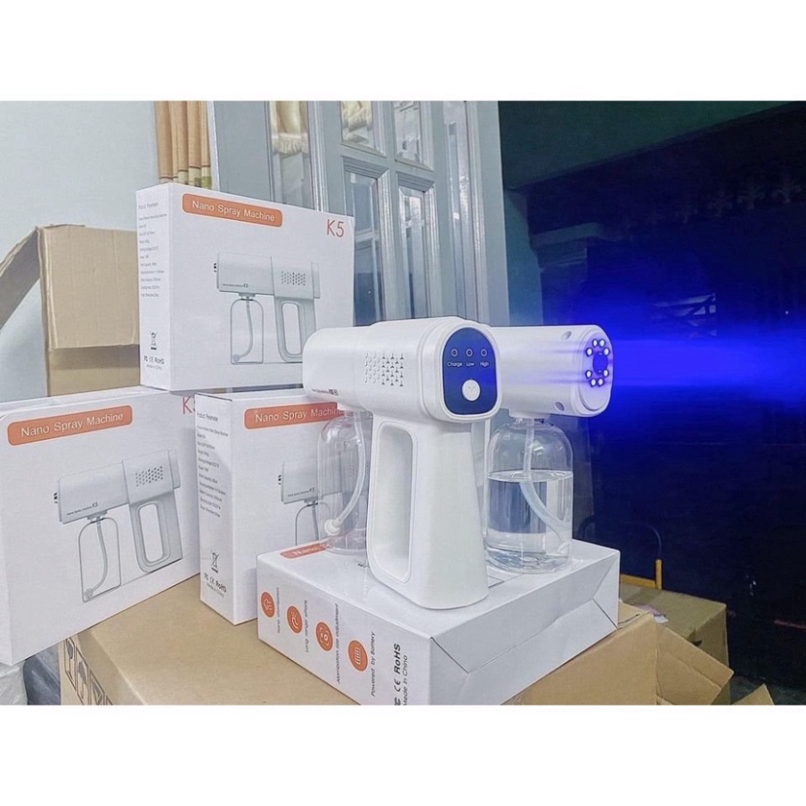 Máy phun khử khuẩn K5 và K5 Pro ❄ Súng phun nano khử khuẩn bằng tia cực tím  Laser 8 Mắt UV