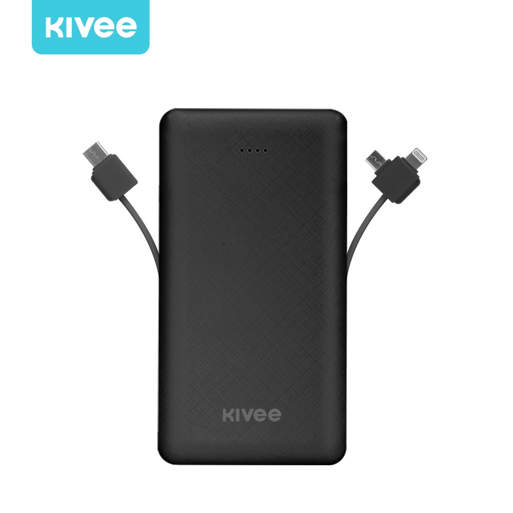 Pin dự phòng KIVEE 10000mAh Đầu ra 2a đi kèm với hai cáp sạc