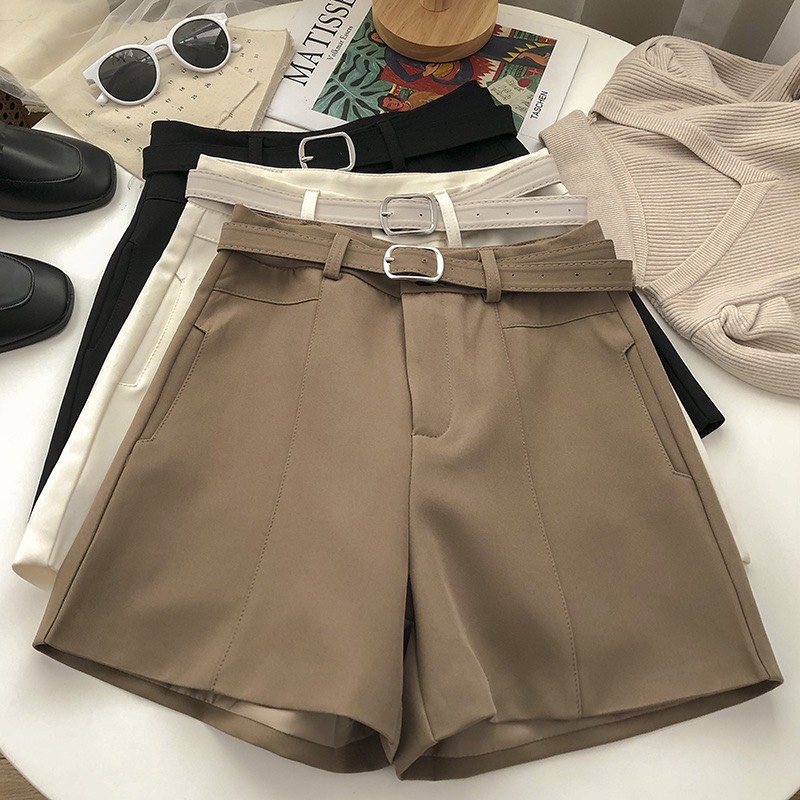 Quần short nữ ống rộng cạp cao, Quần đùi nữ không đai chất liệu tuyết mưa mềm mịn đẹp