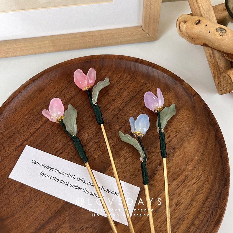 Trâm Cài Tóc Hình Hoa Tulip Phong Cách Cổ Điển Cho Nữ