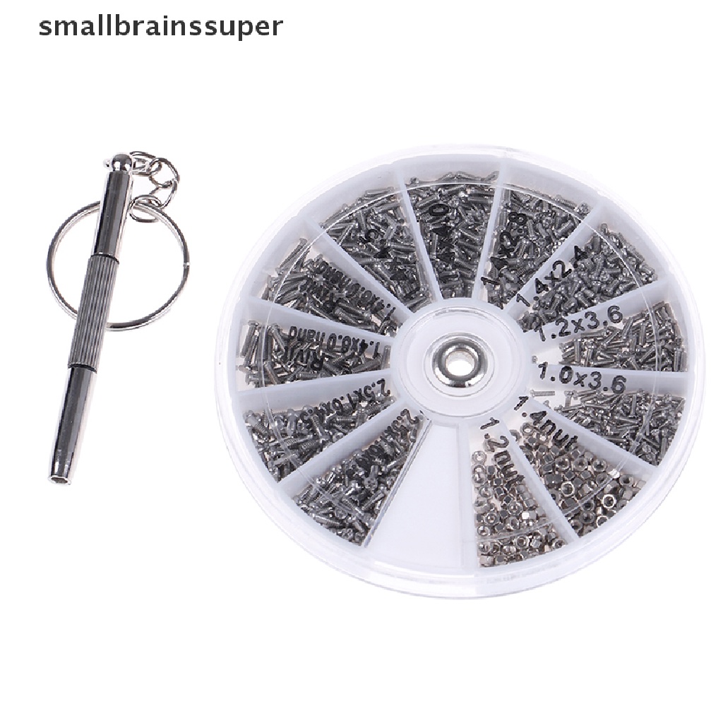 Hộp 600 ốc vít sửa chữa và tua vít nhỏ mới dành cho kính mắt đồng hồ