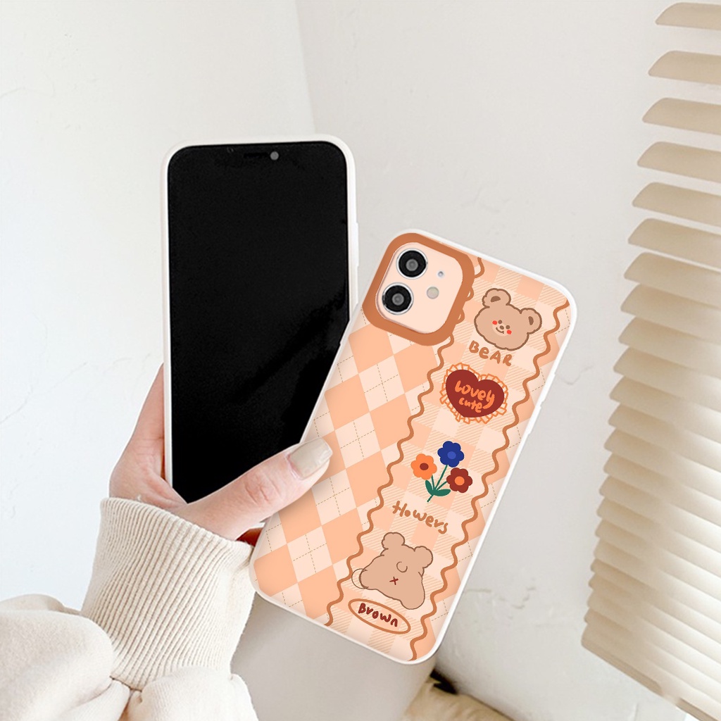Ốp iphone trending bear lovely iphone case 13 12 11 Pro Max XR XS Max 7 8 Plus X vuông cạnh bảo vệ camera