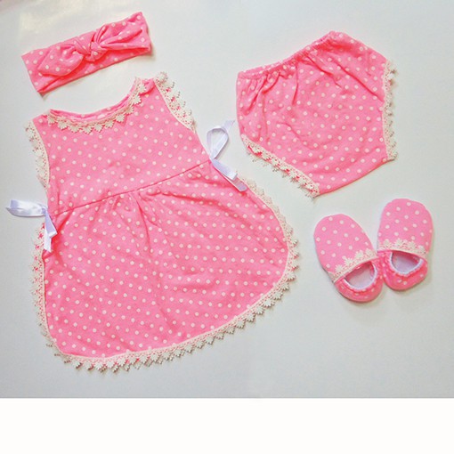 Set đầm ren xẻ tà cho bé 3-6 kg [210]