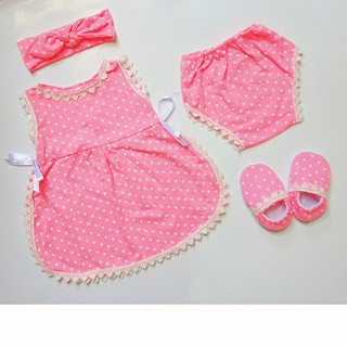 Set đầm ren xẻ tà cho bé 3-6 kg