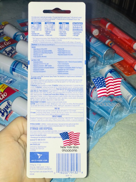 (Có bill US) Xịt diệt khuẩn Lysol diệt 99.99% To Go chính hãng USA