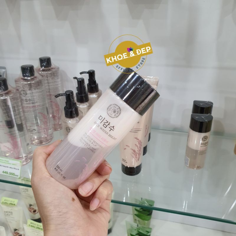 Nước Tẩy Trang Mắt và Môi Gạo THEFACESHOP ⭐CHÍNH HÃNG ⭐ Rice Water Bright Lip & Eye Remover 120ml