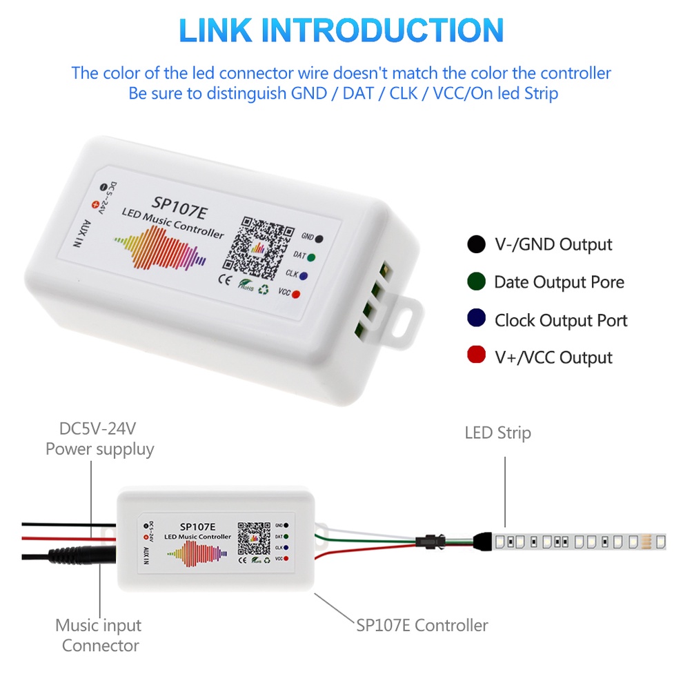Bộ Điều Khiển Dây Đèn LED RGB Kết Nối Bluetooth Phát Nhạc Xnbada SP107E DC5V-24V Cho 2812 2811 1903