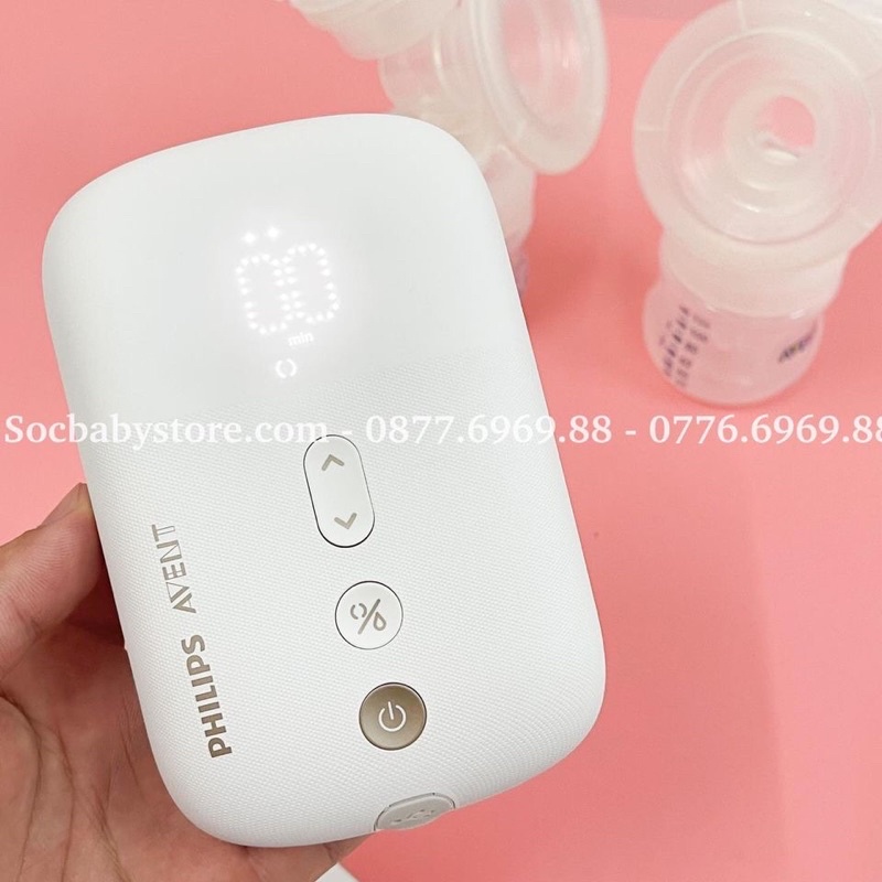 Máy hút sữa Philips Avent E-Plus điện đôi SCF394/11 có tích Pin-Chính hãng