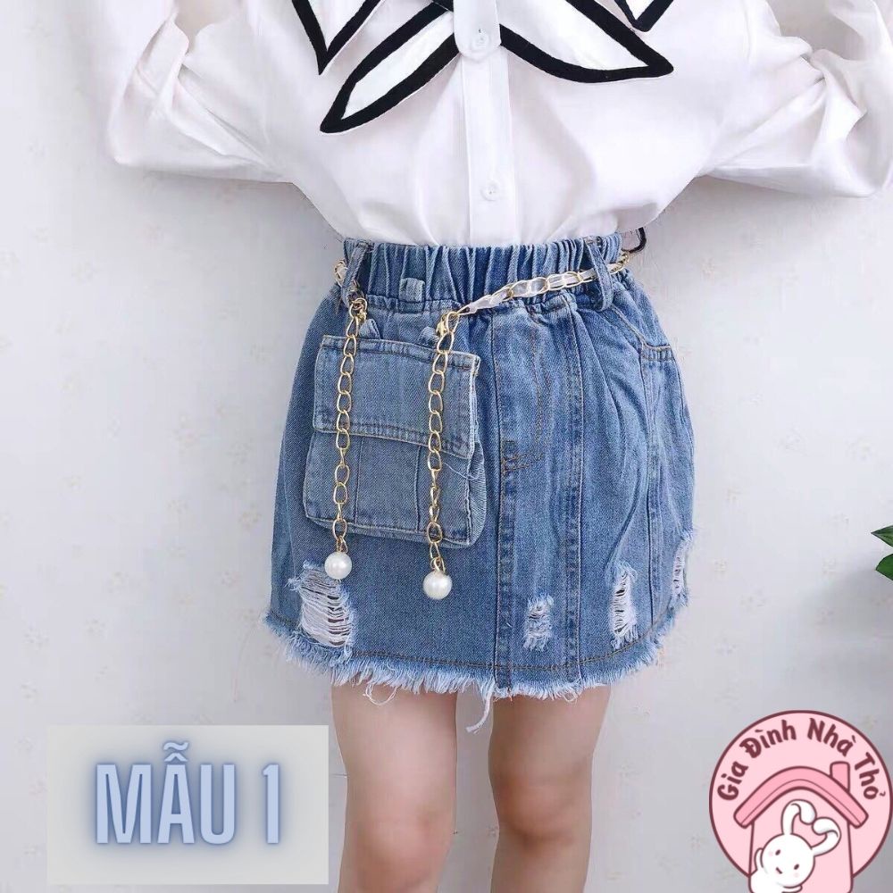 Chân váy đầm jean bò cho bé gái