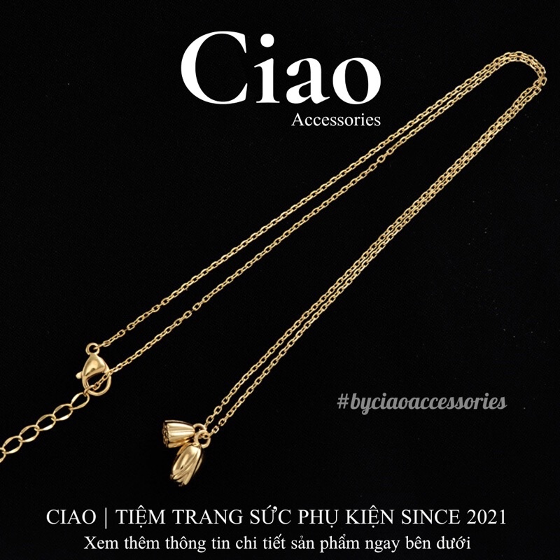 [HOẢ TỐC 1H] Dây chuyền/ Vòng cổ titan không gỉ thiết kế búp hoa sen phong cách trendy Lotus Ciao