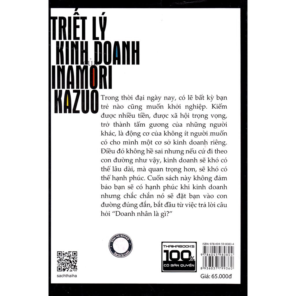 Sách Thái Hà - Triết Lý Kinh Doanh Của Inamori Kazuo