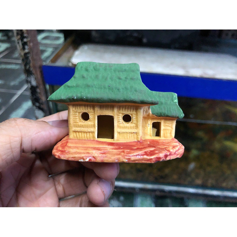 NHÀ LÁ TRANG TRÍ HỒ CÁ NON BỘ 6x4x4cm