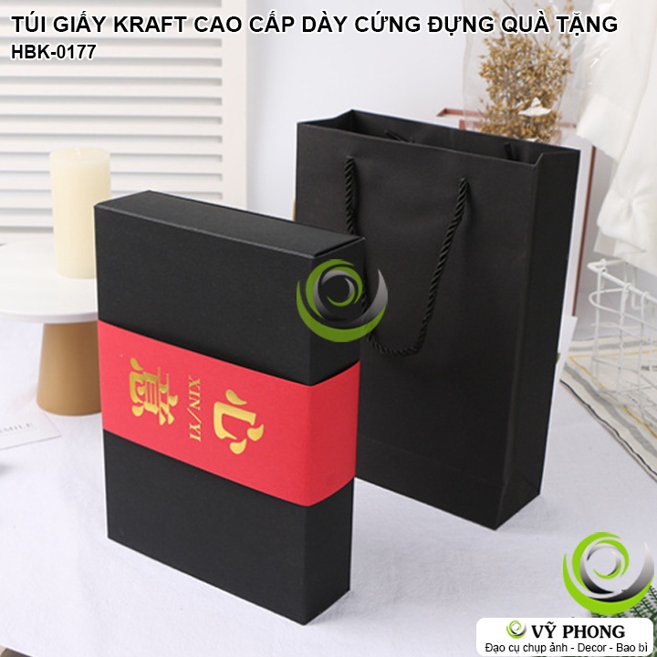 TÚI GIẤY KRAFT ĐỰNG QUÀ TẶNG CAO CẤP TẾT NĂM MỚI DÂY QUAI ĐỰNG HỘP BÁNH KẸO CAO CẤP TÂN XUÂN LỄ NOEL DÀY CỨNG HBK-0177