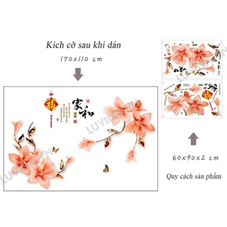 DECAL DÁN TƯỜNG HOA LY CAM 3D