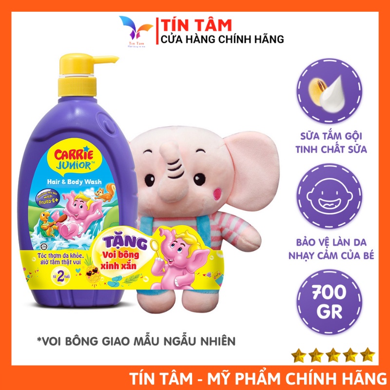 Sữa Tắm Gội Trẻ Em Carrie Junior 700g (Tặng Gấu)