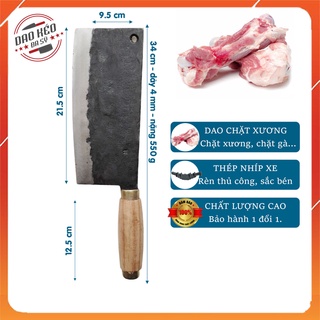 Dao chặt xương nhíp xe, chặt gà, chặt thịt, dao đa sỹ rèn từ thép nhíp xe siêu bền, cán gỗ chắc chắn - d17
