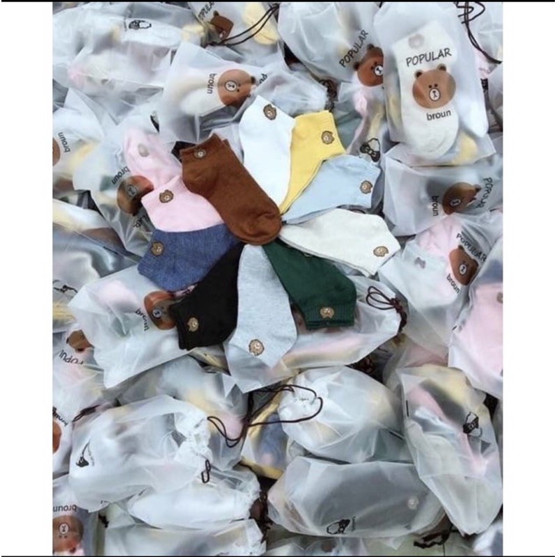 ♥️ Shop Uy Tín ♥️Tất Chân Vớ Chân Nữ Cotton In Hình Gấu Kute