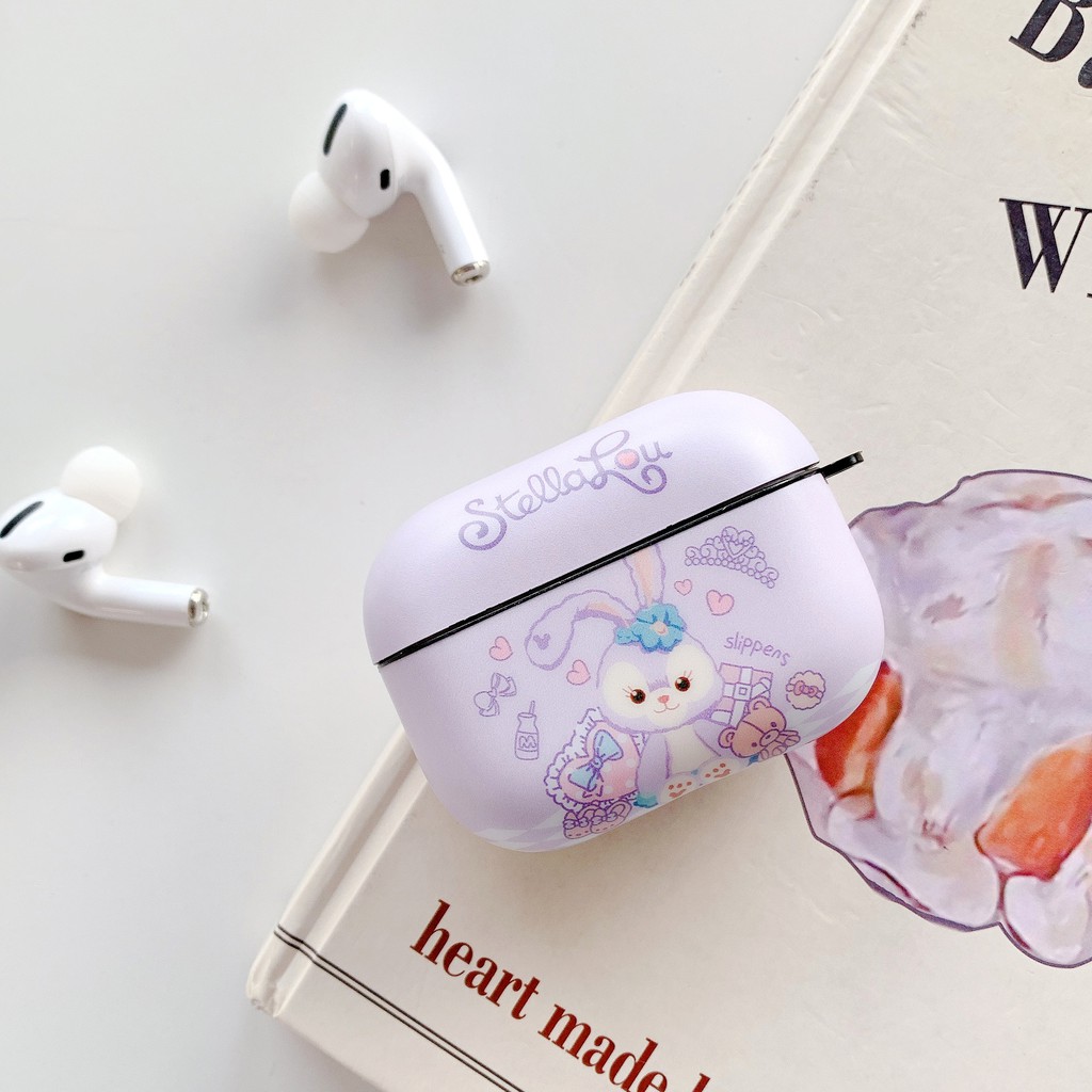 Vỏ Bảo Vệ Hộp Sạc Tai Nghe Airpods Pro 1 / 2 Bằng Tpu Mềm Nhám Hình Stellalou Có Móc Treo