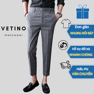 Quần tây âu nam kẻ caro VETINO chất vải cotton cao cấp , chuẩn thiết kế hàn quốc, cực tôn dáng, lịch sự, trẻ trung