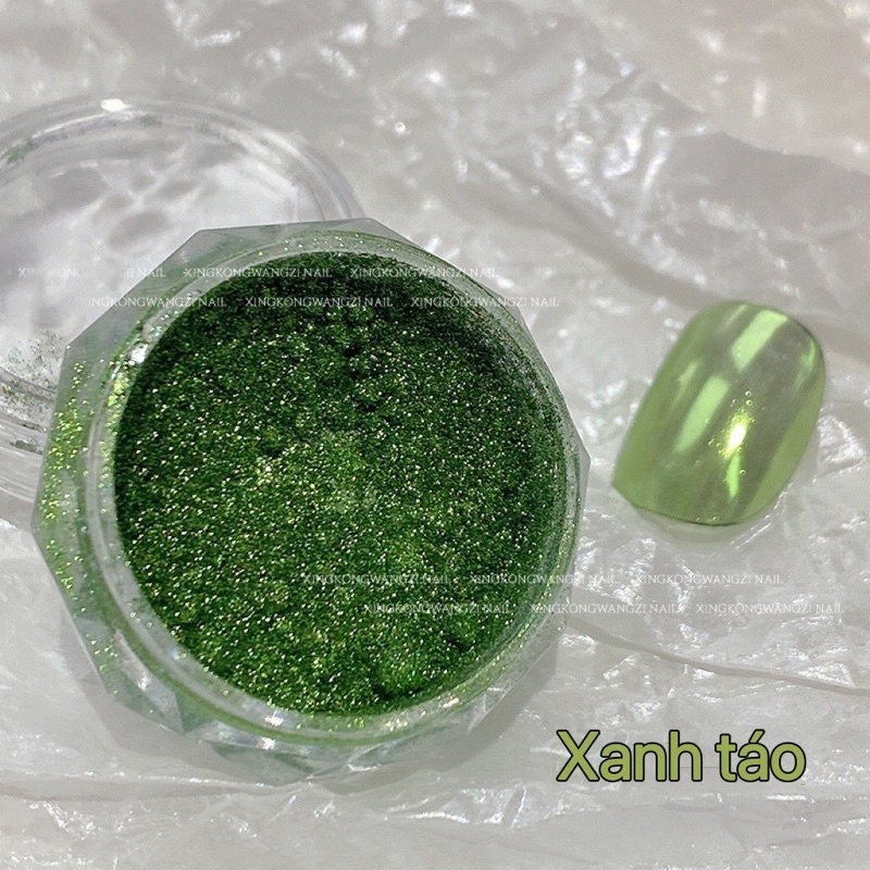 Bột tráng gương xanh trang trí nail