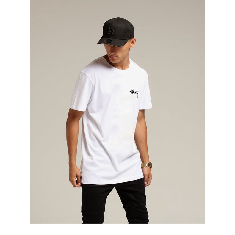 Áo thun tay ngắn cổ tròn dáng rộng in chữ Stussy thời trang cá tính cho nam