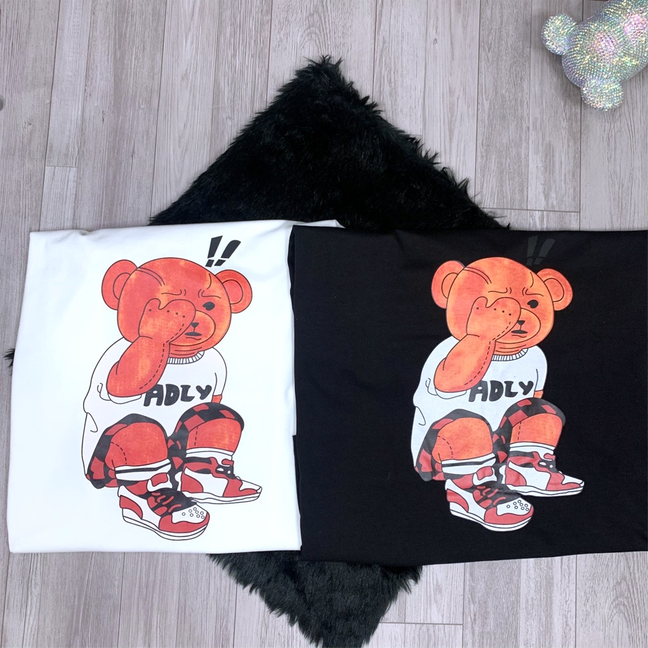 Áo thun tay lỡ Unisex Nam Nữ, Form rộng, áo phông rộng Free size, cotton, dày dặn, không nhăn, in hình Gấu 3D | BigBuy360 - bigbuy360.vn