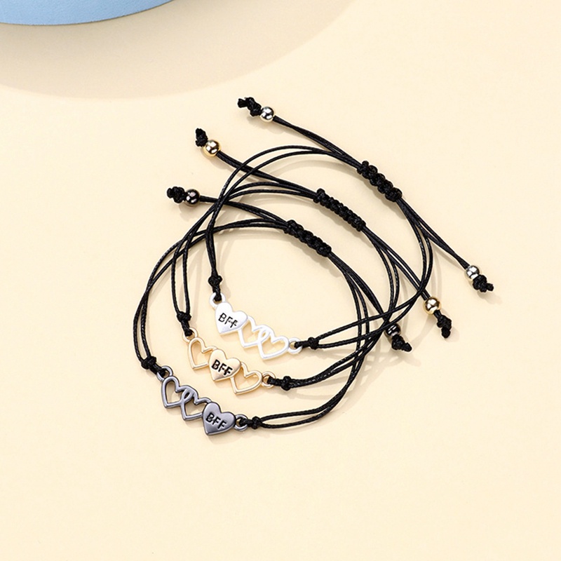 Set 3 Vòng Tay Mặt Kim Loại Khắc Chữ Best Friend