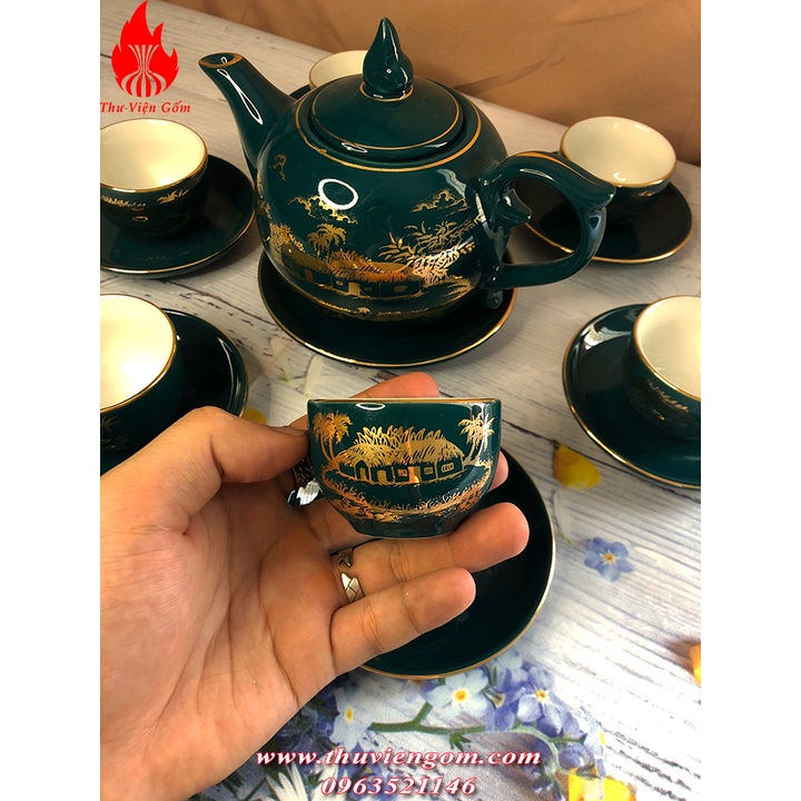 Bộ Ấm Chén Uống Trà Bộ Ấm Chén Bát Tràng Cao Cấp Bưởi Đồng Quê