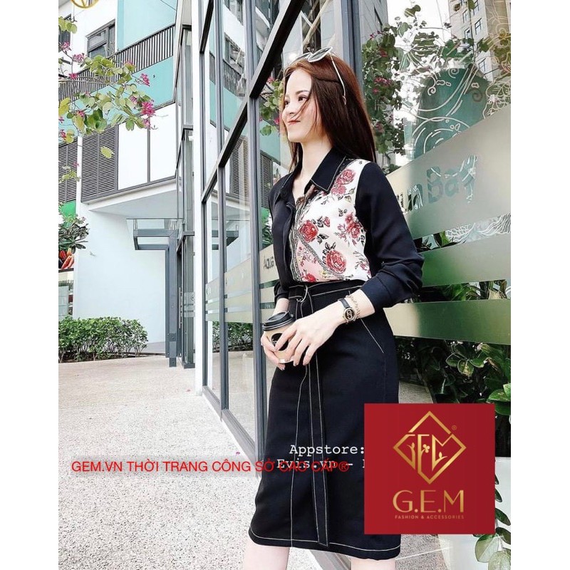 [BÁN BUÔN&amp;LẺ] G143 Đầm thiết kế, áo sơ mi phối hoa văn, váy công sở sang trọng dễ mặc, chất liệu tốt không bai xù GEM.VN