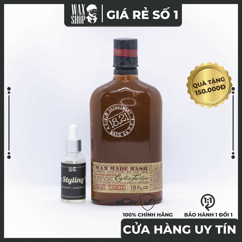 Sữa Tắm Gội Xả 3 in 1 - ORIGINAL SWEET TOBACCO MAN MADE WASH - 1821 MAN MADE ⚡[Siêu thơm] ⚡Tặng kèm Pre-Styling