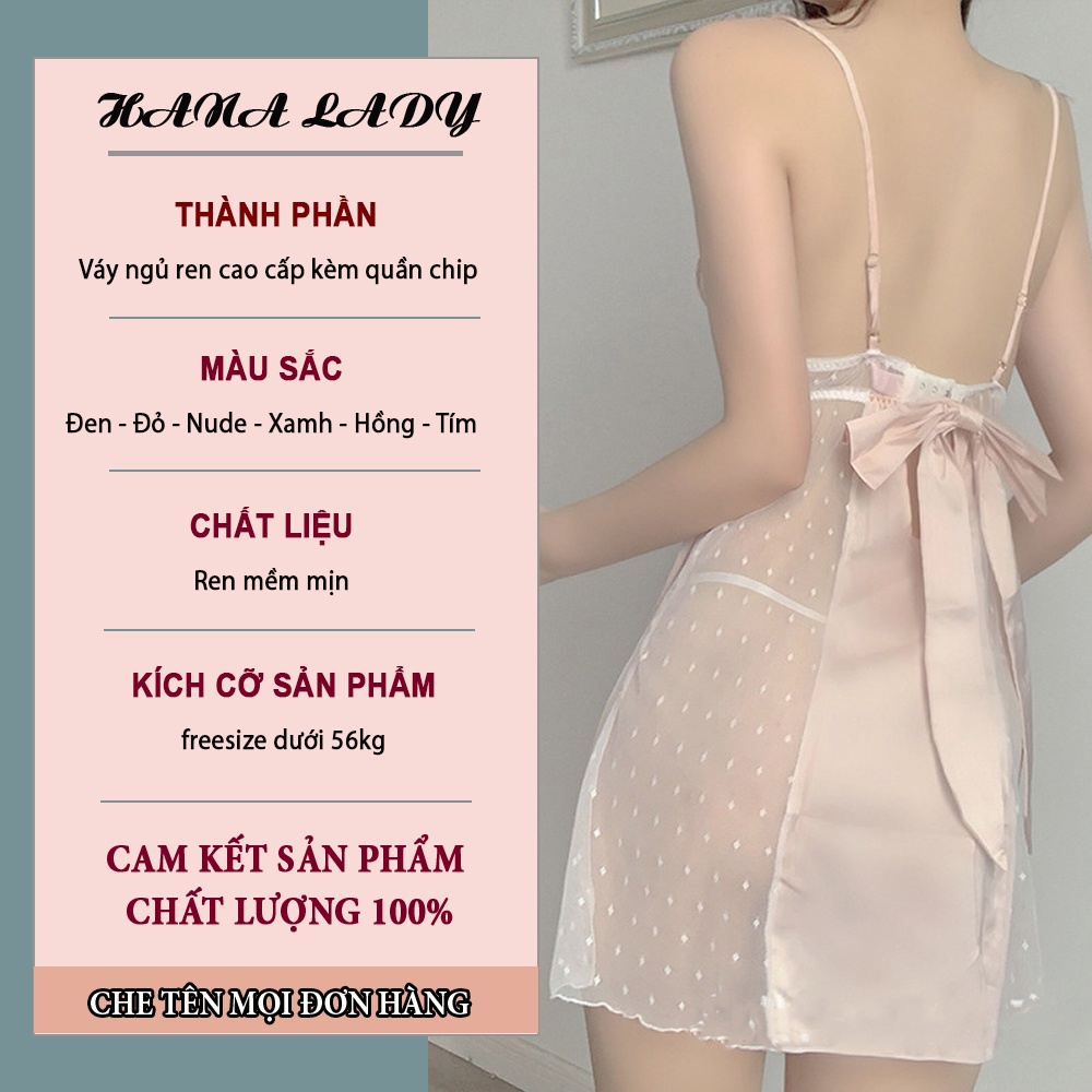 Váy ngủ sexy xuyên thấu chấm bi, đầm ngủ quyến rủ V466