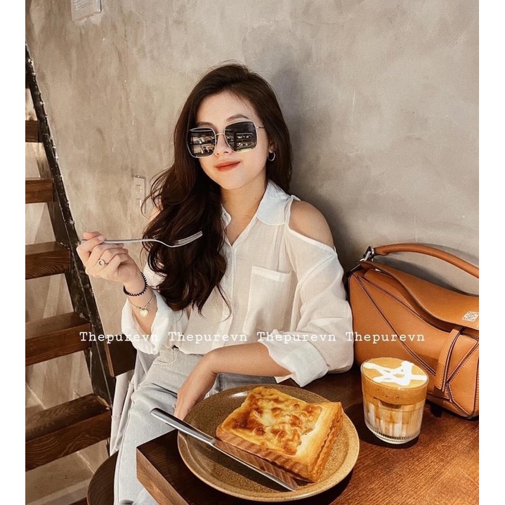 ⚡️BÁN Sỉ⚡️Áo sơmi trắng xẻ vai chất đũi mềm