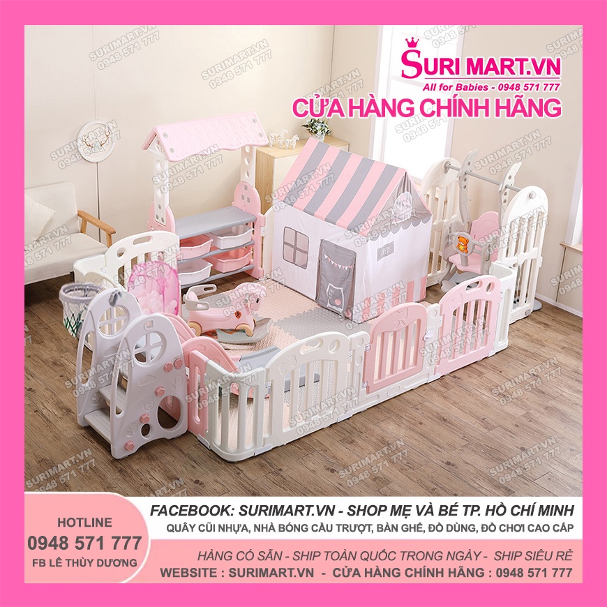 (1m9x2m5) Siêu nhà banh Hàn Quốc Newber Luxury 3 – Đồ chơi vận động quây bóng cho bé cầu trượt/ tuột kèm lều chơi