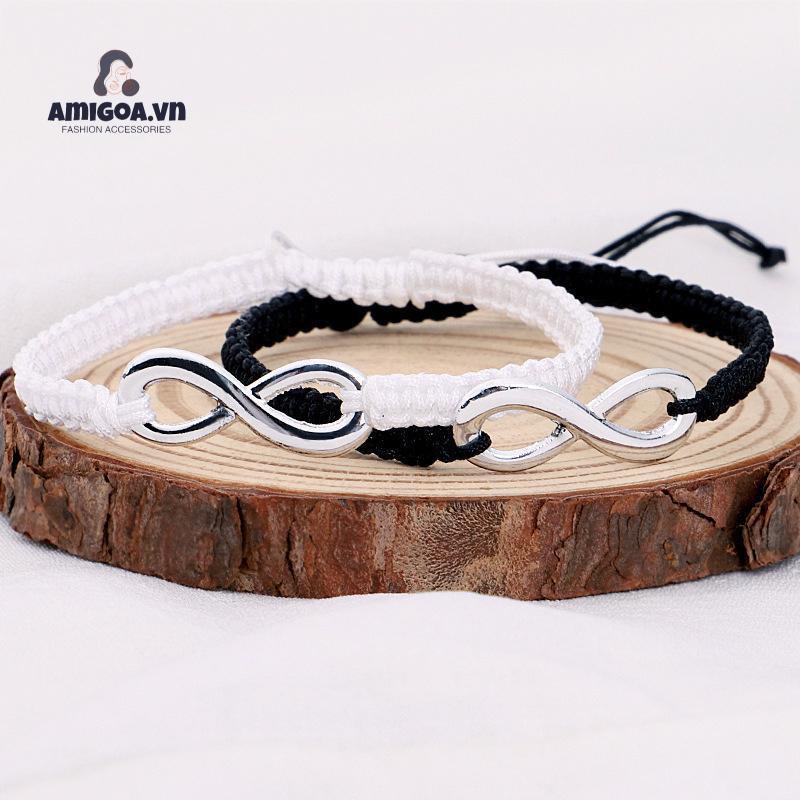 ✨✨1 vòng tay bện dây mặt kim loại khắc số 8 cho cặp đôi