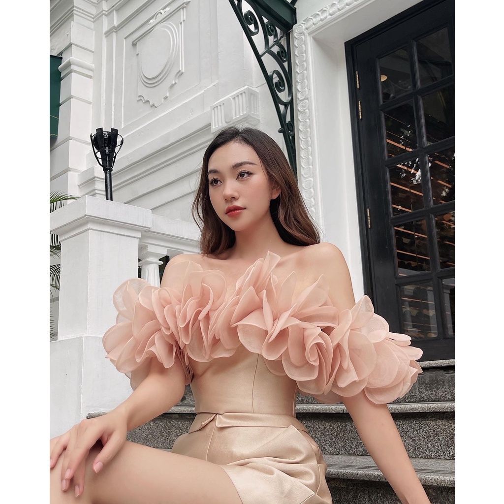 Áo trễ vai đính hoa - Follose Off Shoulder Top - Achelois