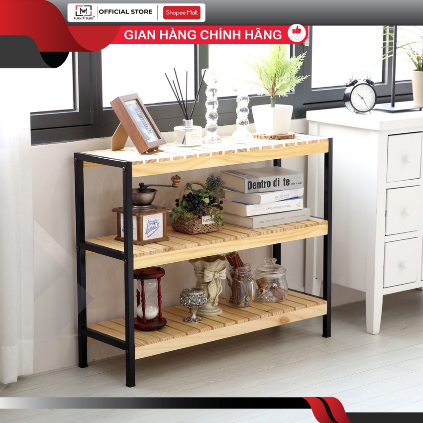 Kệ giày dép đa năng chân sắt tĩnh điện 3 tầng size 80cm - MW FURNITURE - Nội thất căn hộ