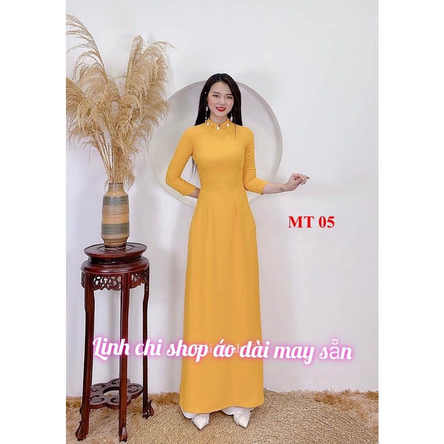 Áo dài cao cấp tây thi đỏ vàng hồng cổ  thiết kế