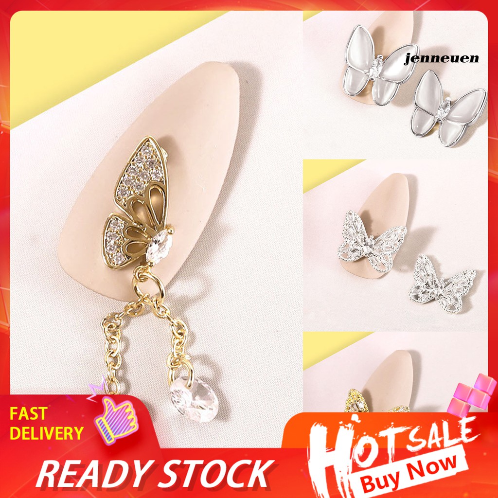 [Hàng mới về] Bộ 2 hạt cườm bươm bướm đính đá lấp lánh trang trí móng tay nghệ thuật