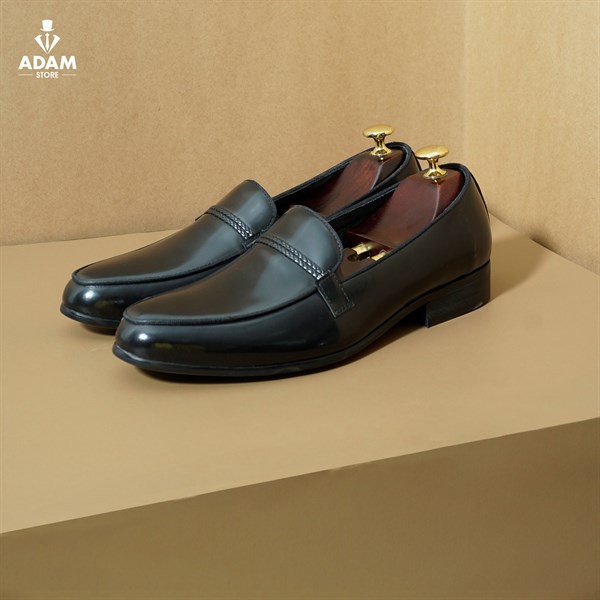 GIÀY DA NAM ADAM STORE ĐEN THỪNG KÉP M1L17D