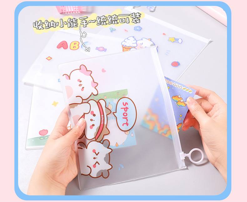 Túi Đựng Mỹ Phẩm , Hộp Bút Trong Suốt Phong Cách Nhật Bản Cute cartoon Transparent Big Pencil Case PVC School Supplies Pencil Bag Stationery Gift School Back To School Pencil Box kids gift