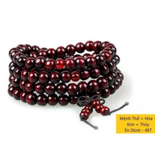 Chuỗi vòng 108 hạt gỗ mun Phật Giáo hạt 6mm
