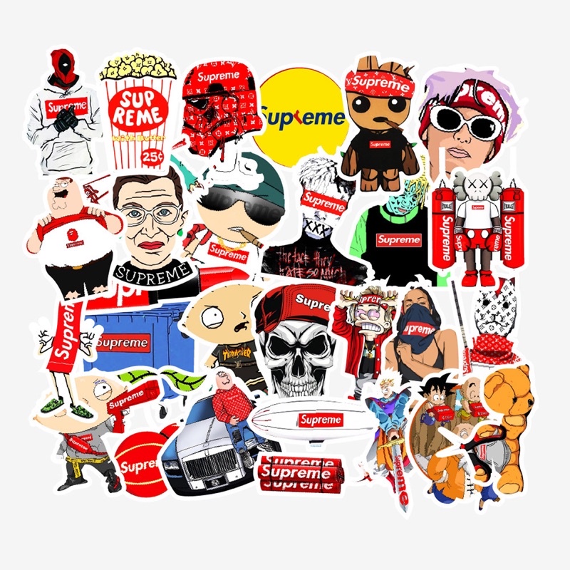 Hình Dán Sticker SUPREME Chống Nắng, Chống Nước Dán Mũ Bảo Hiểm, Vali, Điện Thoại