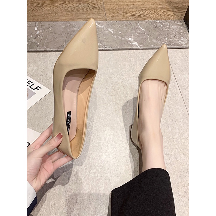 Giày Cao Gót Da Bóng Mũi Nhọn Phong Cách Hàn Quốc Thời Trang Mùa Thu Cho Nữ