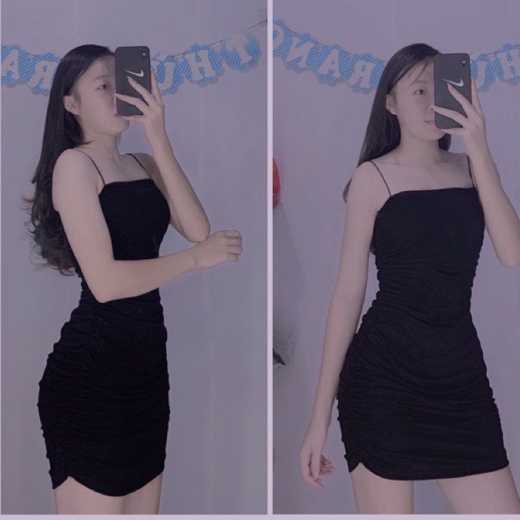 Đầm body 2 dây lụa giún 2 bên cao cấp siêu hot