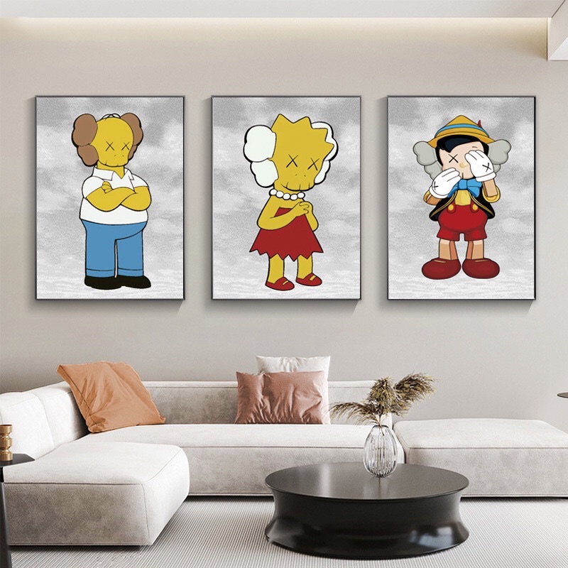 Tranh tráng gương cao cấp gấu kaws/ bearbrick