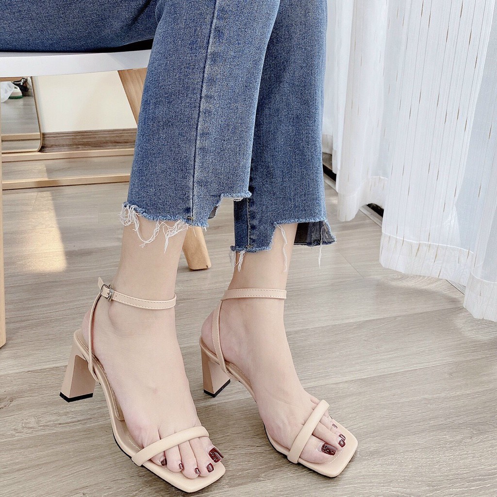 SHU -SANDAL NỮ QUAI NGANG ĐẾ VUÔNG 7CM
