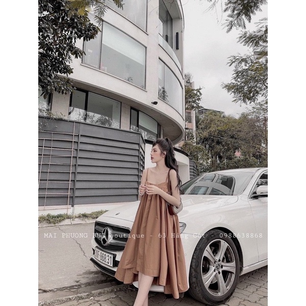 Đầm Nữ Xòe Hai Dây Vải Đũi Lụa Dáng Form Dài Đa Dạng Màu Sắc