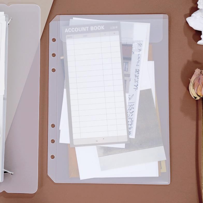 Sổ còng binder SOLANO bìa sổ còng size A5 A6 trắng đục 6 lỗ phụ kiện chia giấy, túi đựng tiện dụng SN-001340