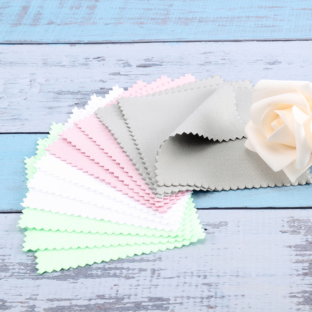 10Pcs (Random color)Gold Silver Jewelry Polishing Cleaning Cloth