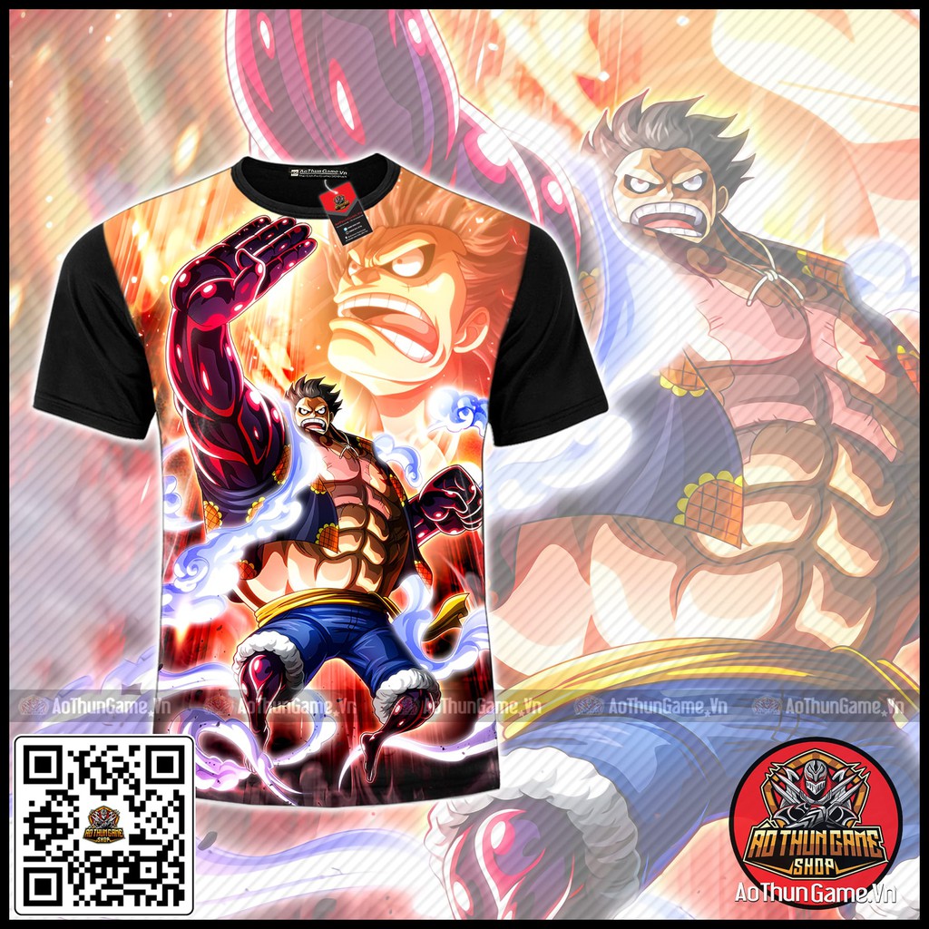 ☘️ Áo One Piece Luffy Gear 4 5 (3D Đen) Luffy Mũ Rơm, áo đảo hải tặc Anime Manga ☘️ (Shop AoThunGameVn)